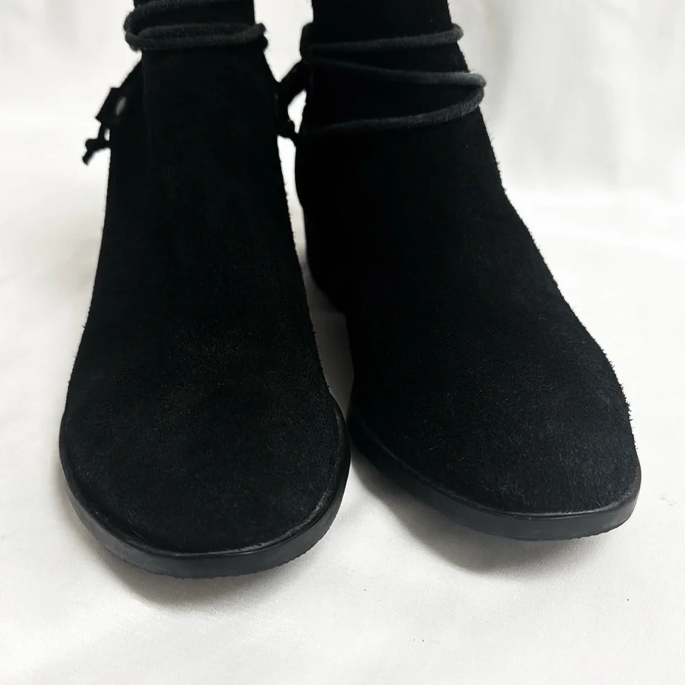 SOREL Farah Black Suede Ankle Boots Block Heel NL2682 Size 8.5 EUC - Picture 7 of 10